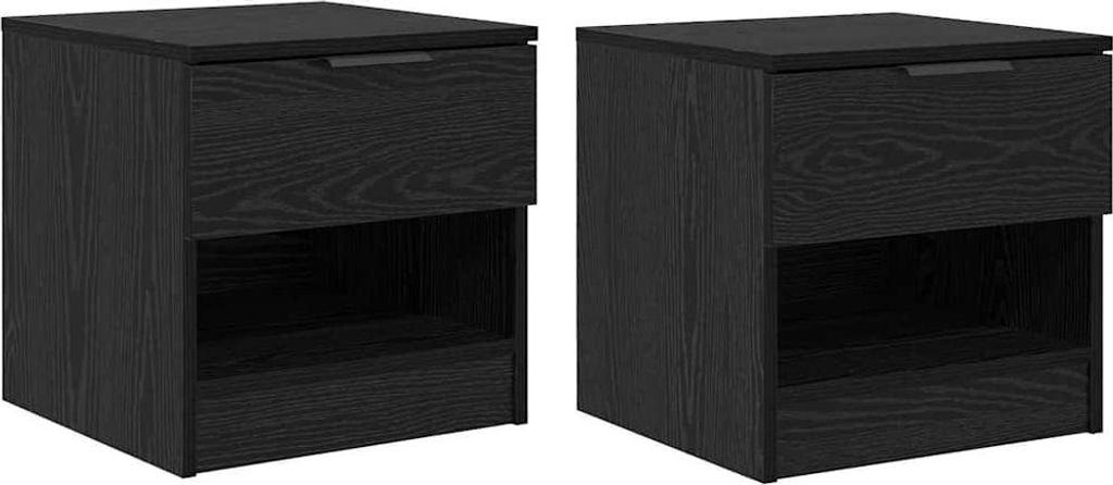 Bettschrank 2 pcs Schwarz Eichen-Optik 40 x 39 x 40 cm