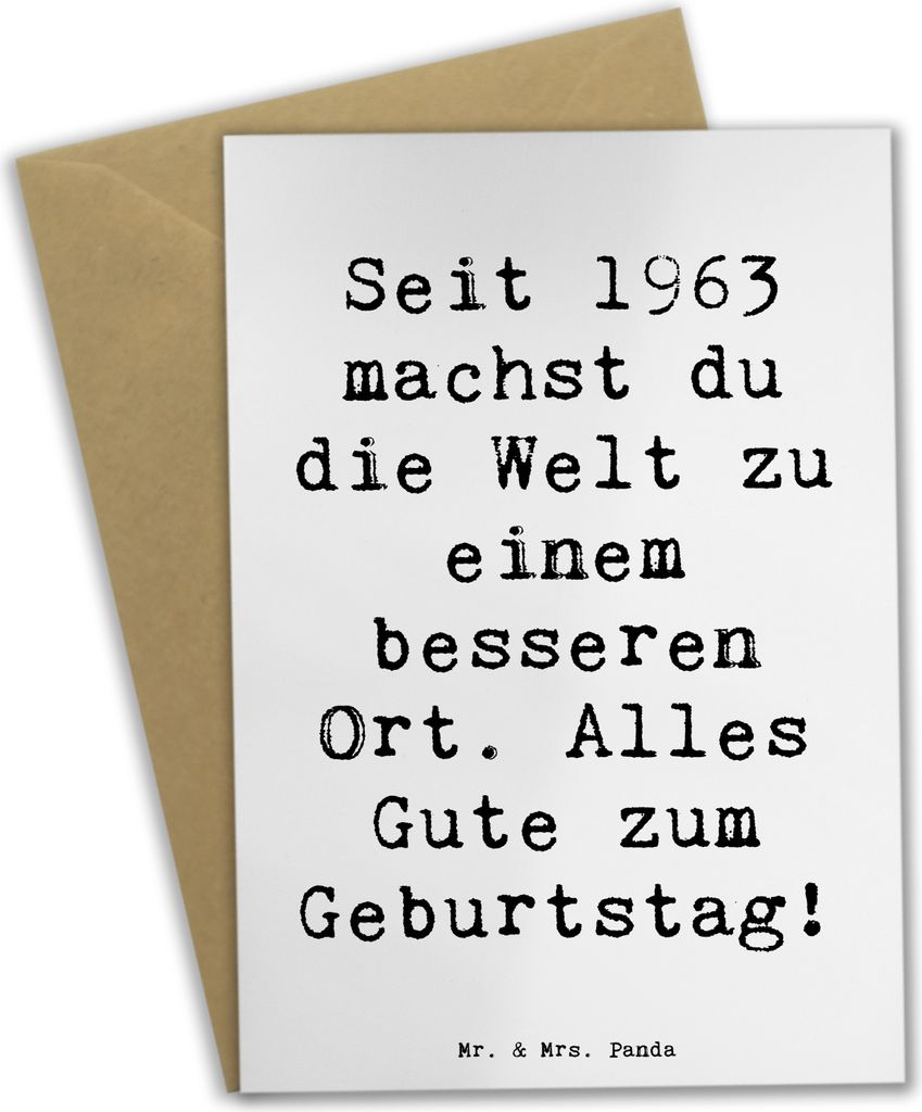 Mr. & Mrs. Panda Grußkarte Spruch 1963 Geburtstag - Weiß - Geschenk, hochzeitskarten, Erinnerungen, Glückwunsch, Geburtstagsgeschenk, Happy Birt...