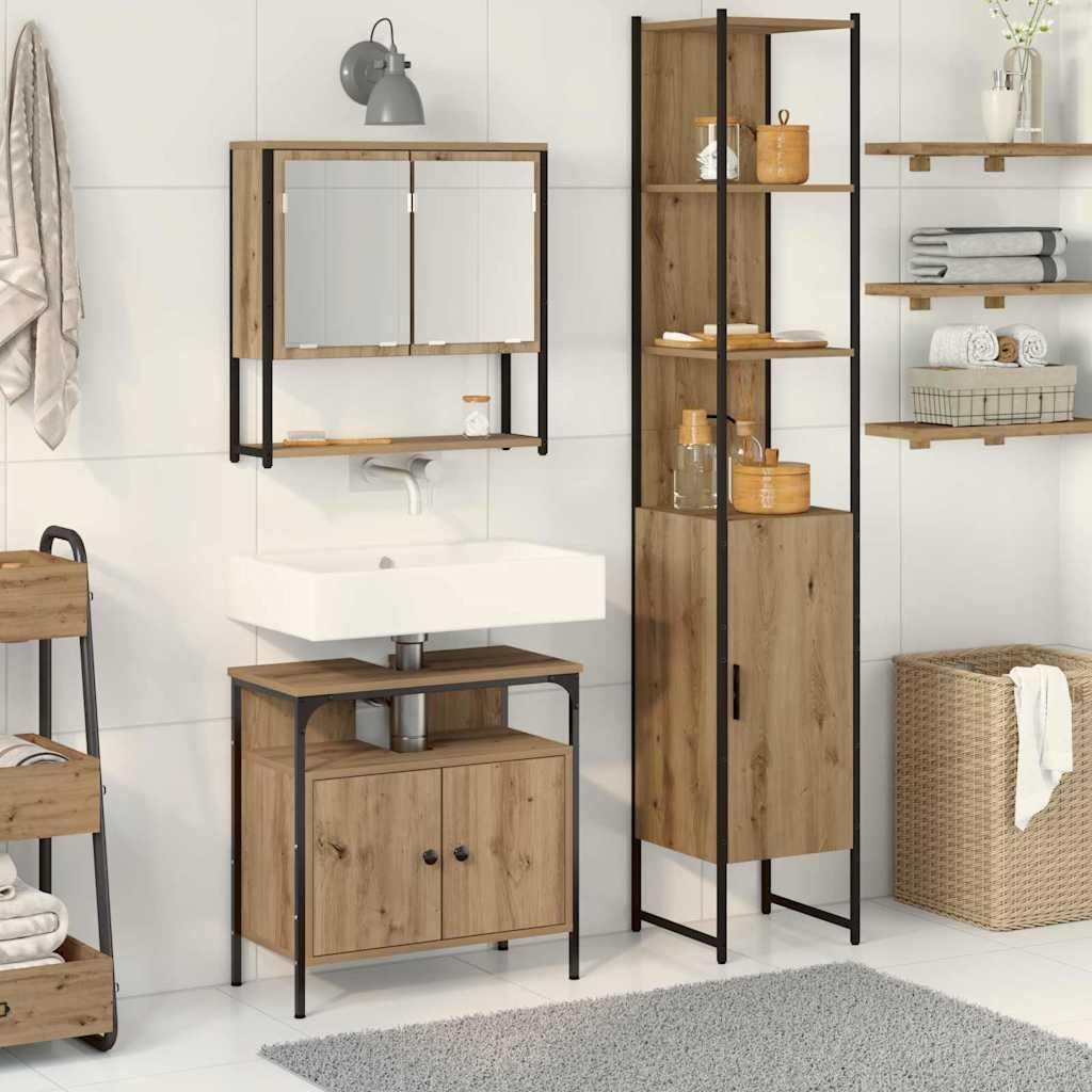 Maison Exclusive - Badezimmermöbel-Set mit Regal 3 pcs Artisan-Eiche Holzwerkstoff