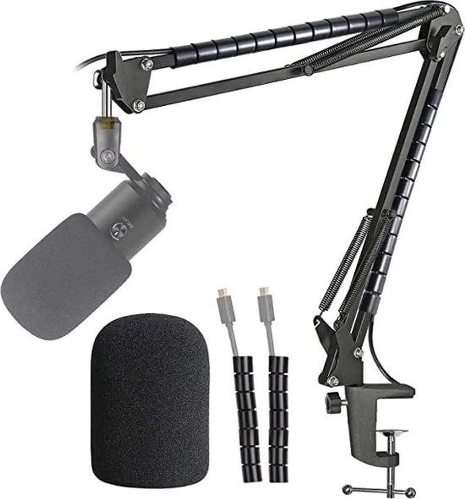 Support de micro articulé et réglable avec pied de table noir amovible