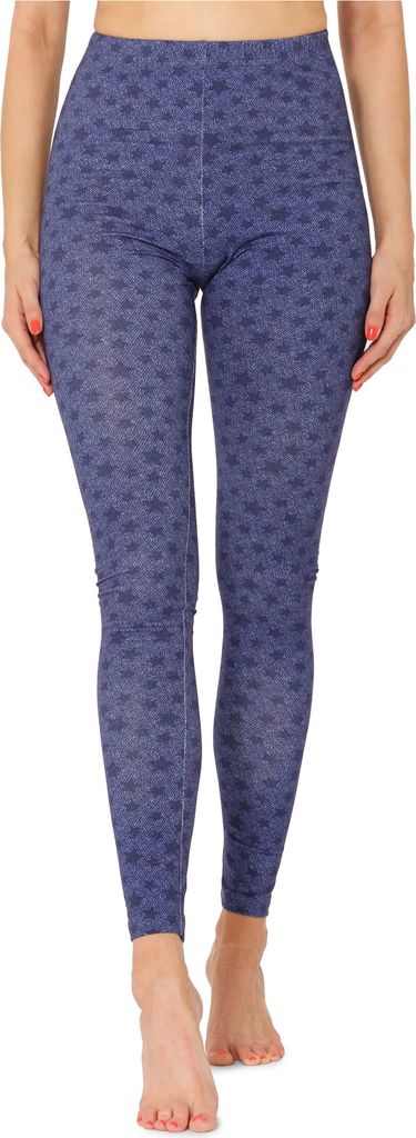 Merry Style Damen Lange Leggings mit Allover Print Muster bunt MS10-338(Blau/Jeans Sterne,S)