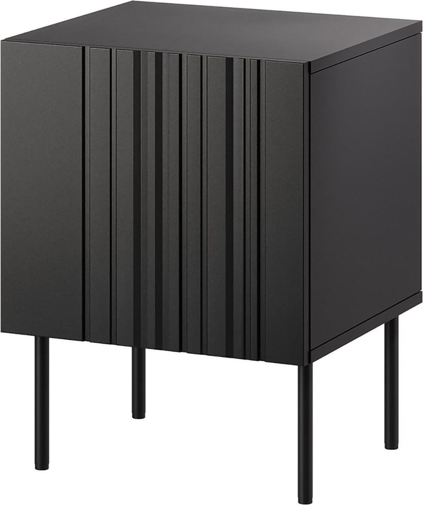 Dmora Nachtkommode Russi 59x42x44,5h cm Schwarz, Schubladen ein Regal