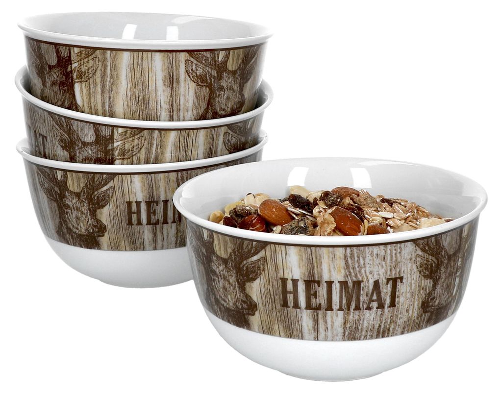 4er Set Heimat Hirsch Schalen Ø14cm Braun Snack-Schüssel Produktbild 