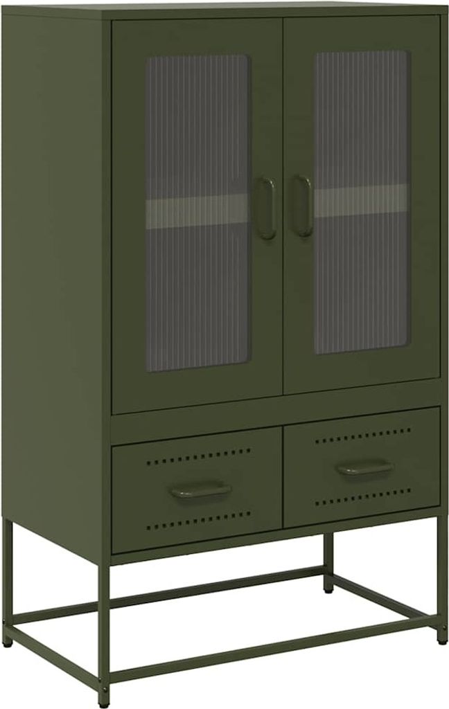 Highboard Olivgrün 68x39x111,5 cm Stahl