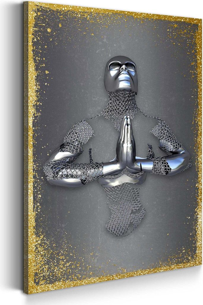 Metallfigur Praying Abstrakt Leinwandbild Wandbild Deko Kunst XL: 80x120x2cm