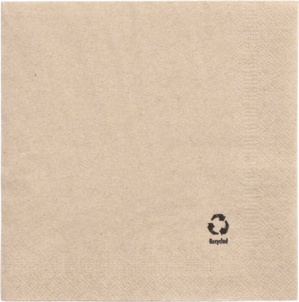 250 Servietten, 2-lagig 1/4-Falz 33 cm x 33 cm natur aus recyceltem Papier