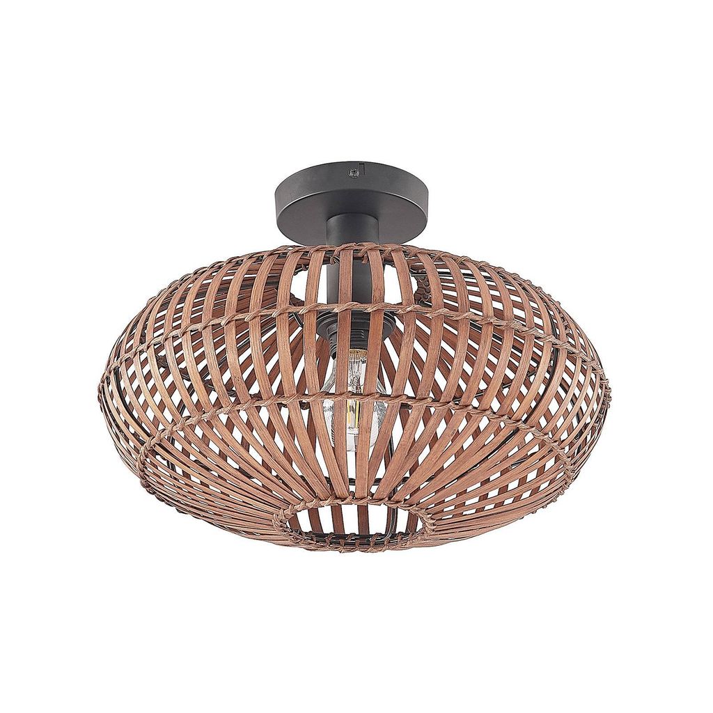 Lindby Deckenleuchte Majeora, Ø 40 cm, braun, Bambus