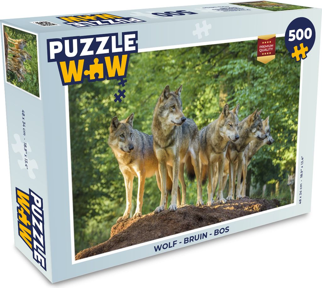 MuchoWow Puzzle 500 Teile Wolf - Braun - Wald - 500 Teile - Kinder - Selberbauen - Puzzlespiele