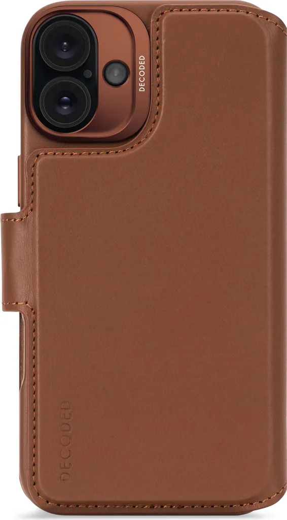 Portafoglio staccabile in pelle Decoded, Geldbörsenhülle, Apple, iPhone 16, 15,5 cm (6.1"), Braun