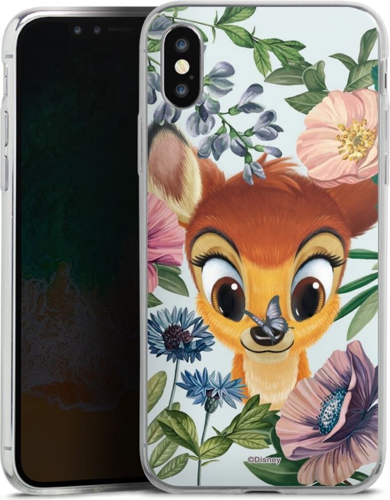 DeinDesign Slim Hülle für Apple iPhone Xs Silikon Case Ultra Dünn Handyhülle Bambi Blumen Disney