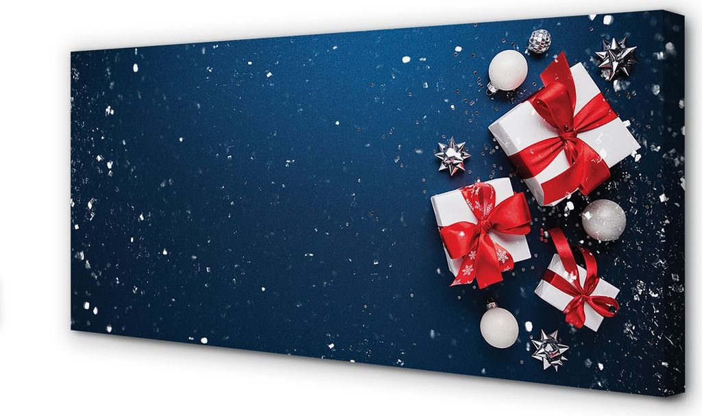 Leinwandbild 100x50 Wandkunst Geschenke Kugeln Schnee