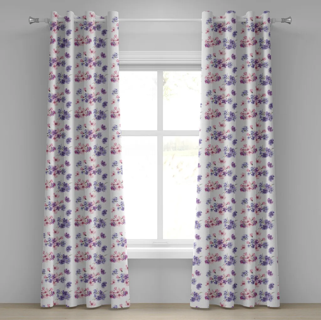 Rideaux décoratifs à motifs fleurs lavande et rose pour salon et chambre