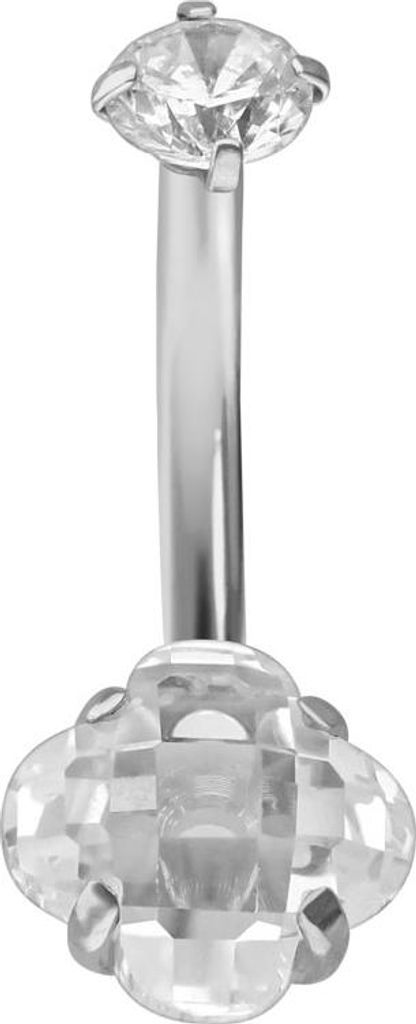 Bauchnabelpiercing Titan Bananabell mit Innengewinde KRISTALLBLUME