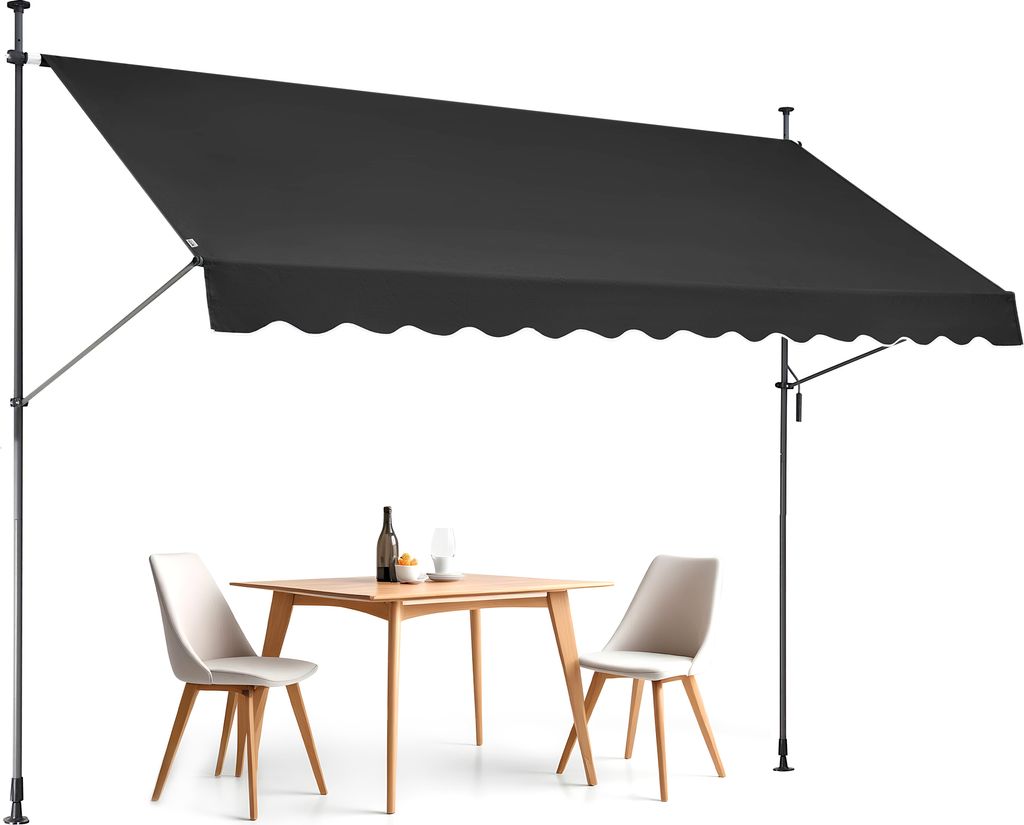 VEVOR 138 x 47 Zoll einziehbare Terrassenmarkise, Markisen-Sonnenschutz mit manueller Kurbel, Terrassenüberdachung Sunsetter Deck, Höhenverstellb...