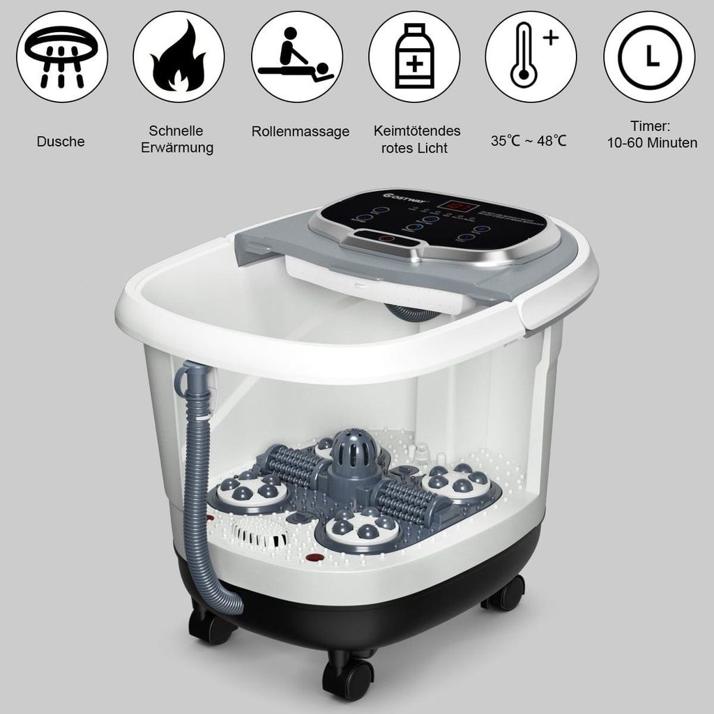 Shiatsu-Fußmassagegerät mit Wärmefunktion und Timer, Grau