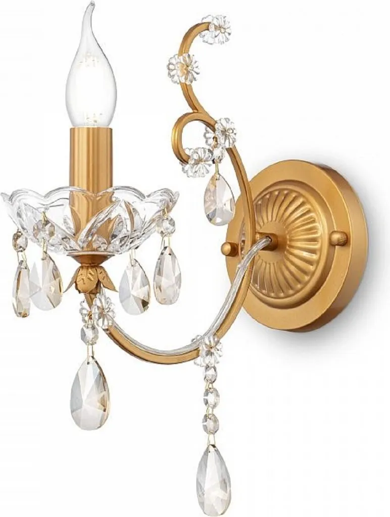 Applique murale baroque dorée avec cristaux - Lampe somptueuse 27x36x12 cm