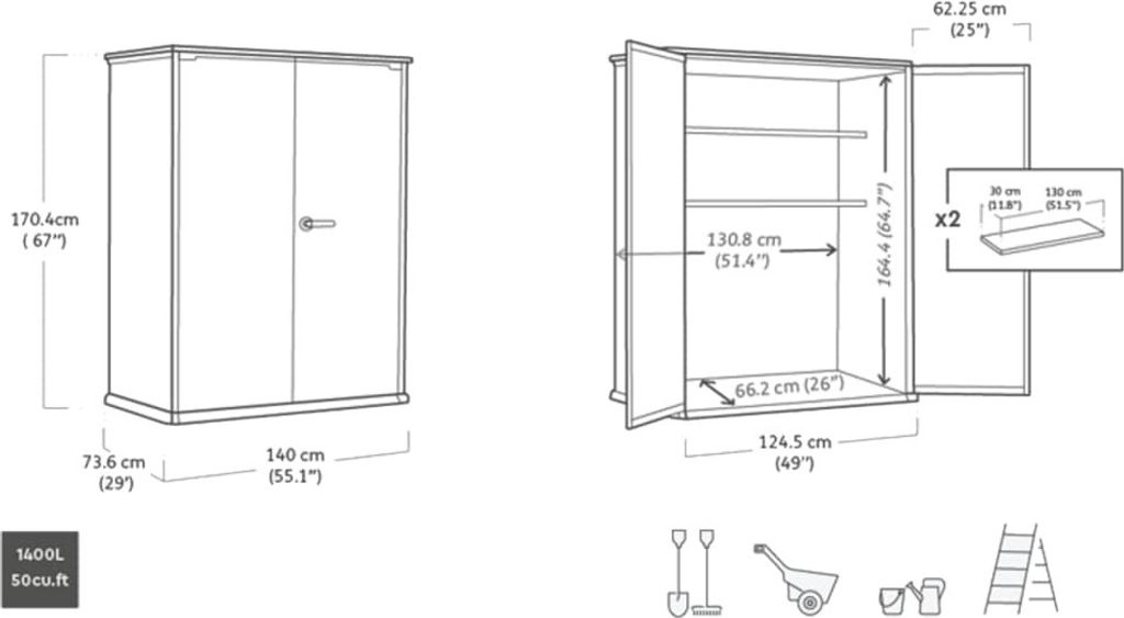 Kůlna na nářadí Keter Cortina Alto 1400L Grey Obrázek produktu 7