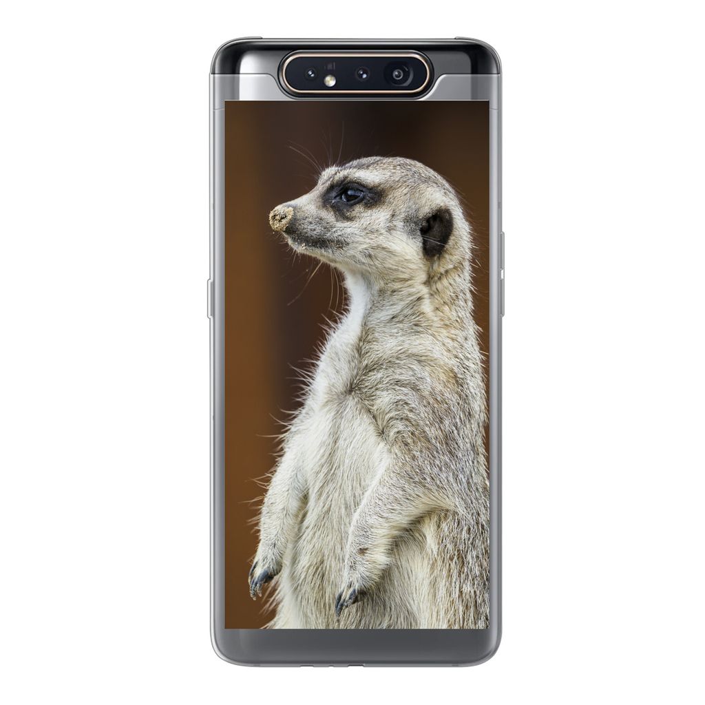 MuchoWow Handyhülle Schutzhülle Hülle für Samsung Galaxy A80 Erdmännchen - Tier - Spiel Silikon Softcase Handy Hülle - Schutzdeckel