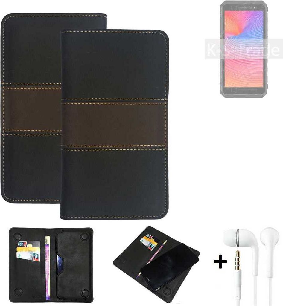 K-S-Trade Handyhülle + Kopfhörer kompatibel mit Ulefone Power Armor X11 Pro Schutzhülle Walletcase Bookstyle Tasche Schutz Case Hülle Wallet Cover