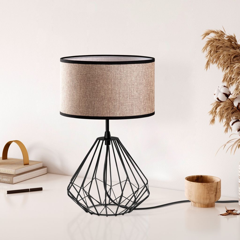 Opviq, Diamond - S-707, Tischlampe, Schwarz, METALLKÖRPER, 25 x 25 x 43 cm