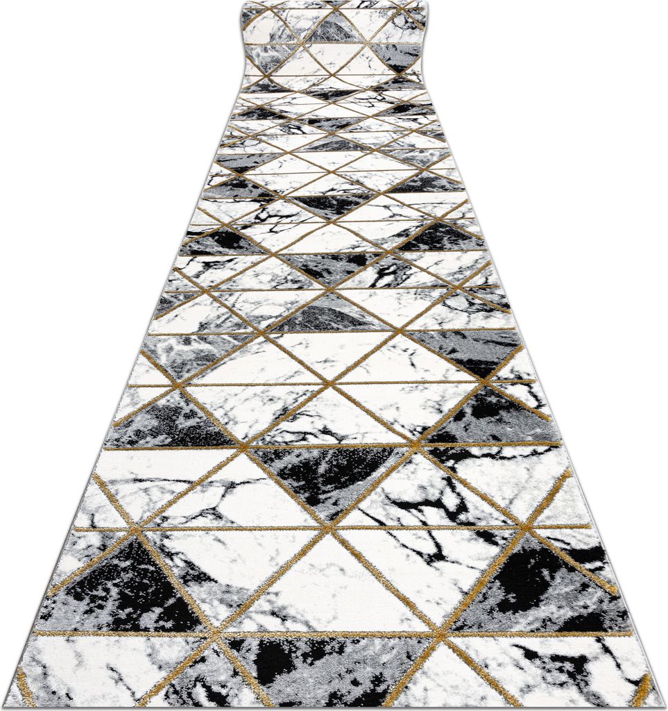 Exklusiv EMERALD Läufer 1020 glamour, stilvoll Marmor, Dreiecke schwarz / gold 120 cm Schwarz 120x230 cm