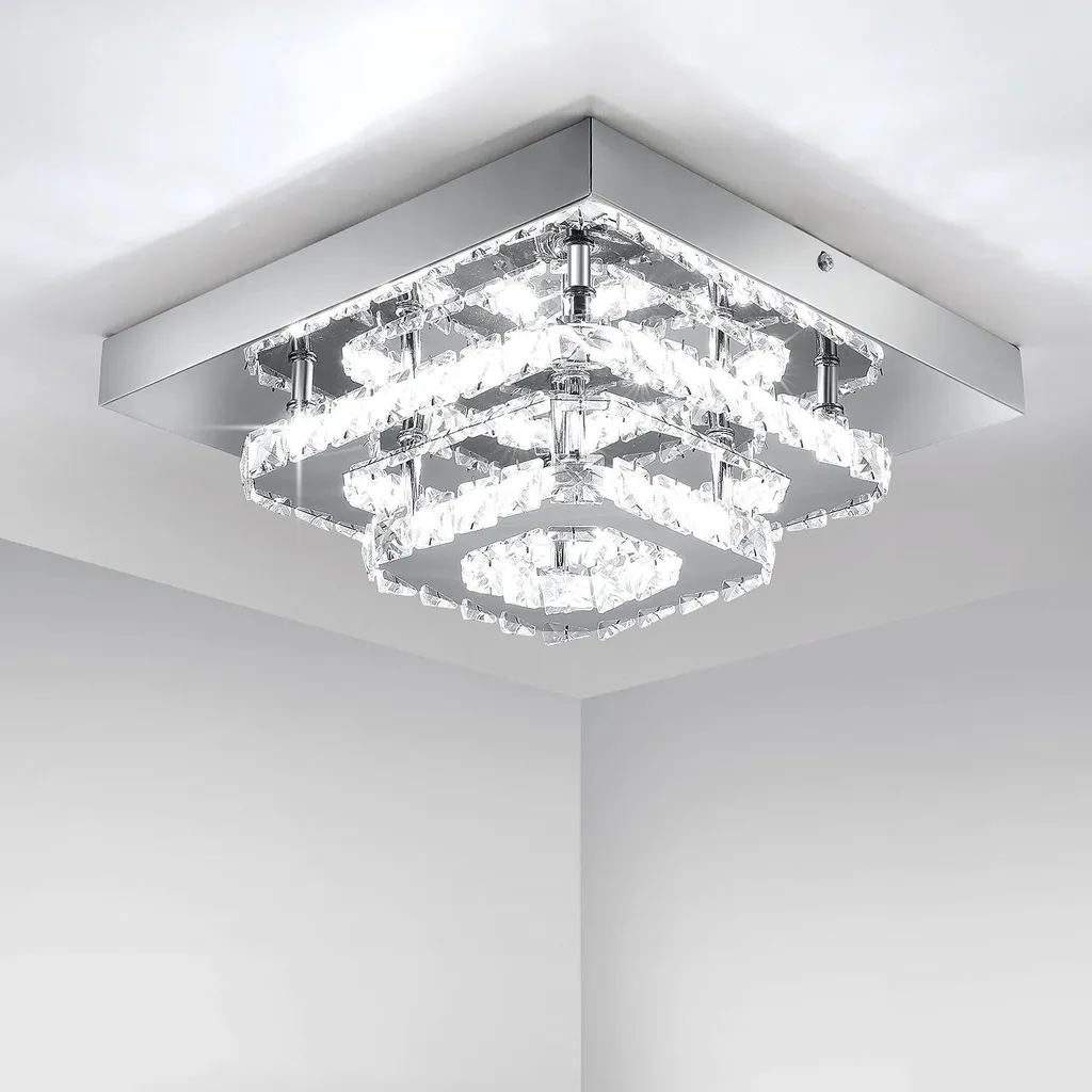 Luminaire de plafond LED carré 30cm blanc froid design double couche