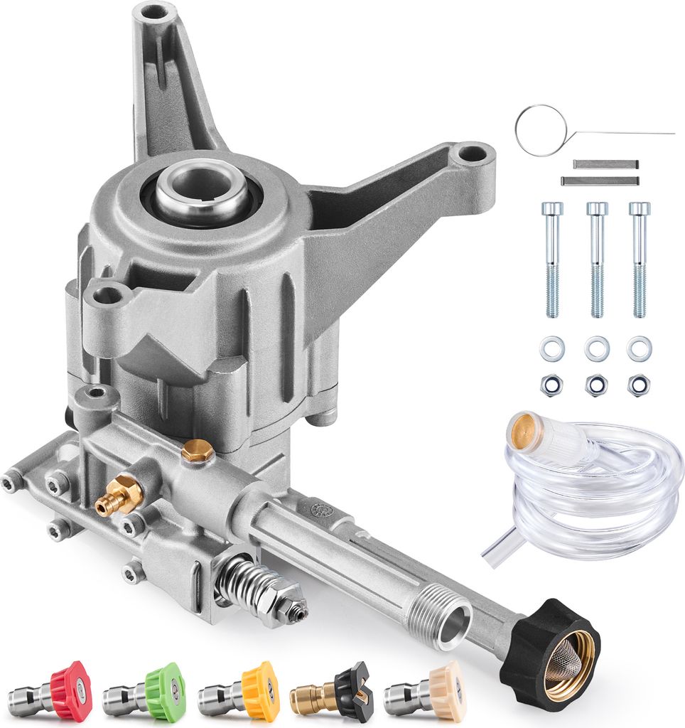 VEVOR Hochdruckreinigerpumpe, 7/8 Zoll Welle vertikal, 3100 PSI, 2,5 GPM, Ersatz-Hochdruckreinigerpumpen-Set mit 5 Düsen, Hardware und Siphonrohr,...