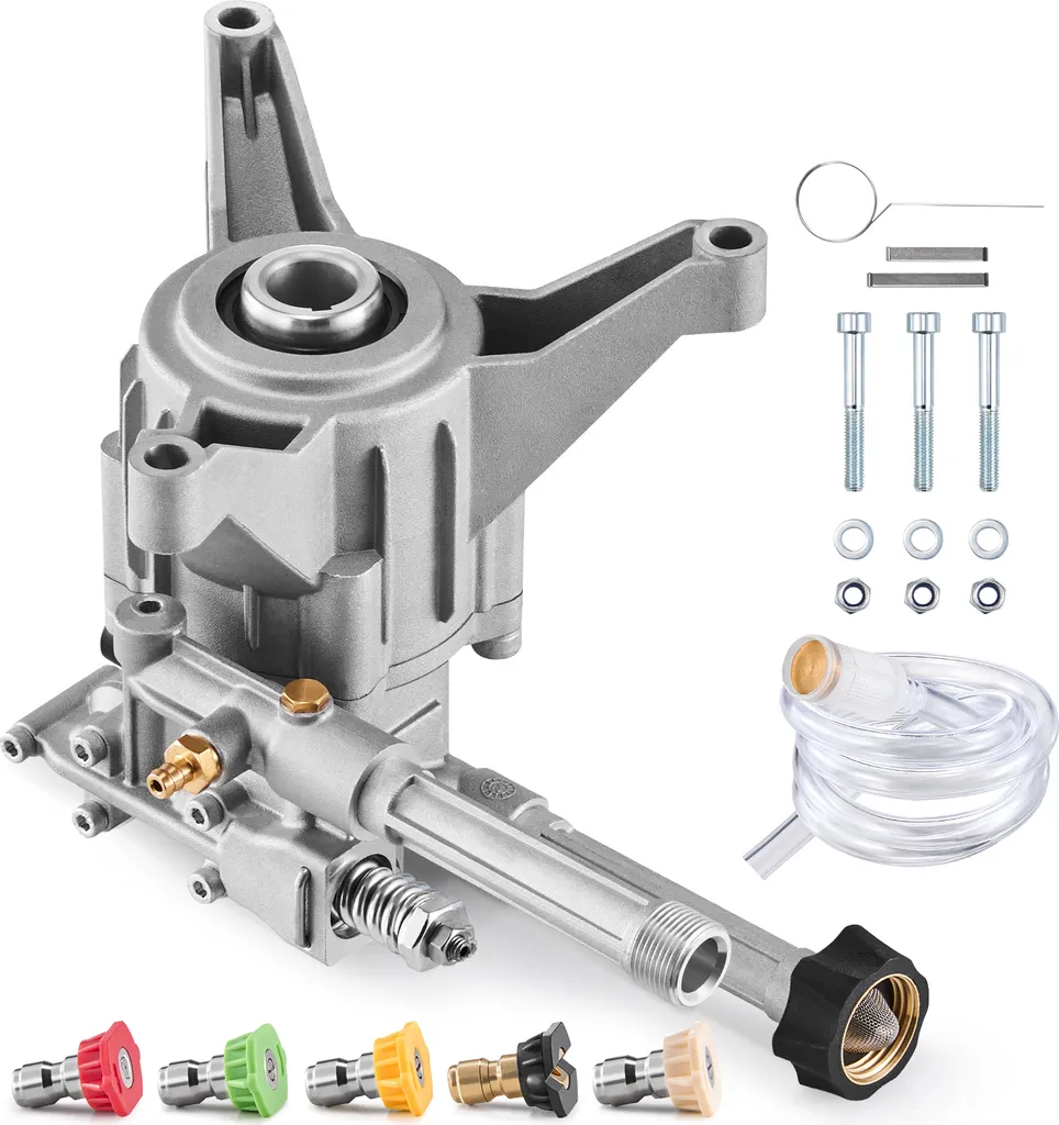 Pompa per idropulitrice VEVOR, albero da 7/8 di pollice verticale, 3100 PSI, 2,5 GPM, kit pompa di ricambio per idropulitrice con 5 ugelli, ferramenta e sifone, fino a 150 ore di funzionamento