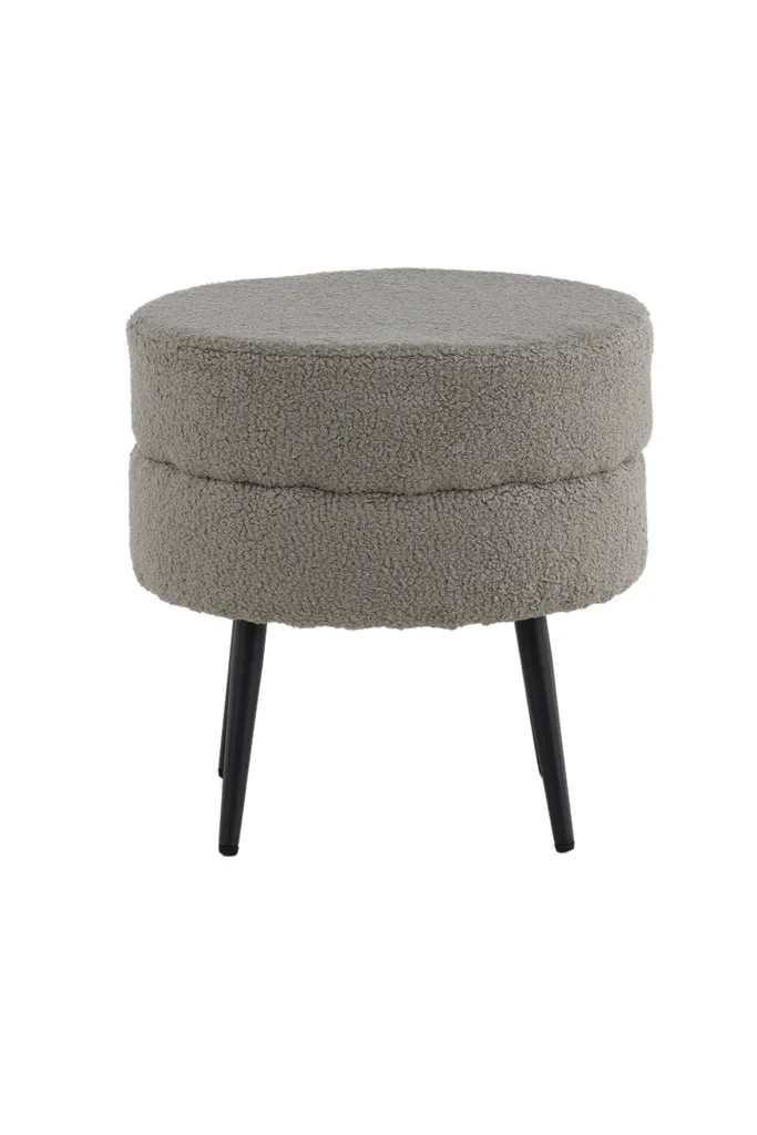 Pot Pouf Ø40cm Gris - Repose-pied Rond en Tissu pour Salon Moderne