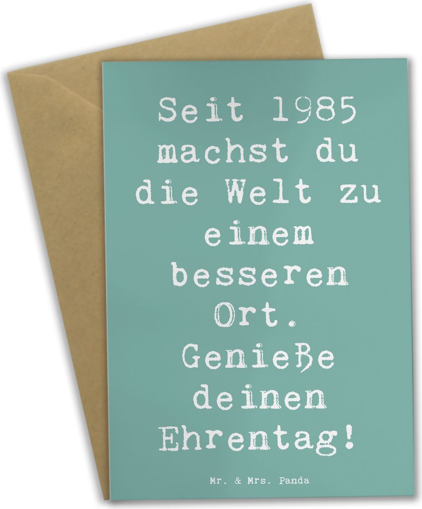 Mr. & Mrs. Panda Glückwunschkarte Spruch 1985 Geburtstag - Meeresbrise - Geschenk, Meilenstein feiern, Alter, Seit, Geburtsjahr, besonderer Jahrga...