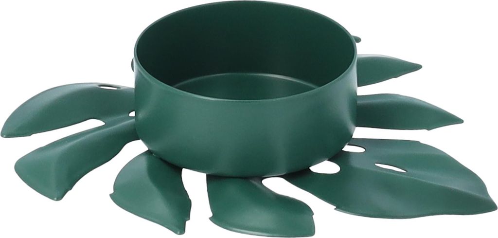 QUVIO Teelichthalter - Blatt - Teelichthalter - Kerzenhalter - Wohnaccessoires - Dekoratives Zubehör - 9 x 8 x 2 cm - Metall - Grün