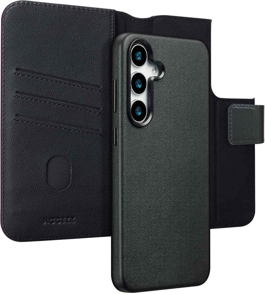 Accezz 2-in-1 Klapphülle aus Leder mit MagSafe für das Samsung Galaxy S25 Plus - Onyx Black