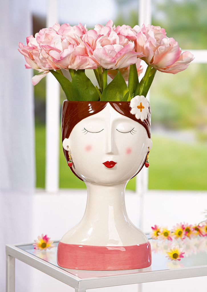 Gilde Vase, Büste, "Lady Strawberry", Keramik, mehrfarbig, VE 2, H. 26,5 cm, D. 13,5 cm Höhe: 26.50 cm Durchmesser: 13.50 cm 58638
