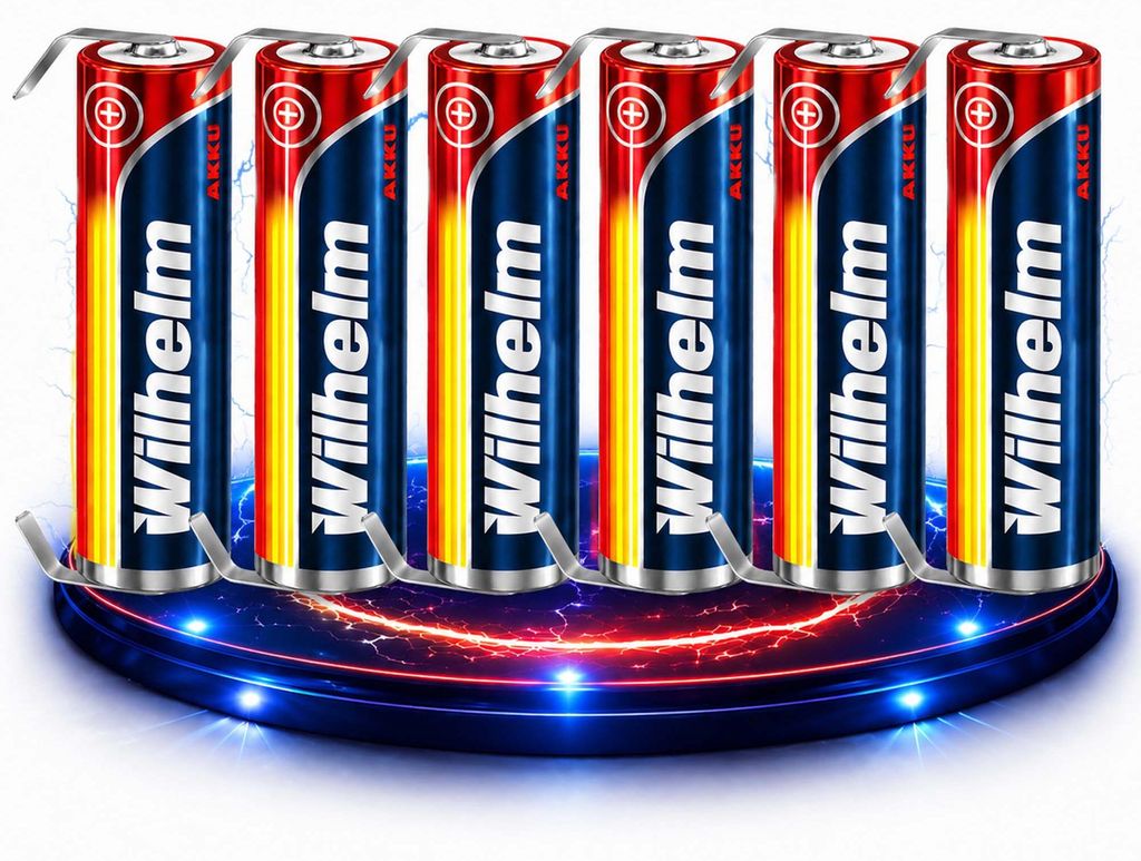 6 x Lithium Ionen Akku Wilhelm 3,7 V LÖTFAHNE U Form 800 Produktbild 