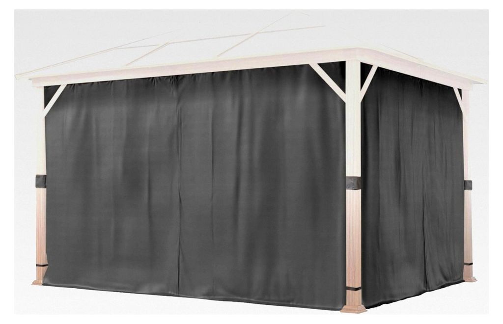 4 Seitenwände für Gartenpavillon Forest Deluxe 3x4 m - Polyester ca. 180 g/m² - mit Reißverschluss - grau