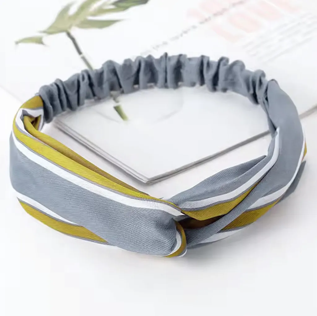 Cerchietto in voile con sottile motivo a righe - Stile estivo azzurro