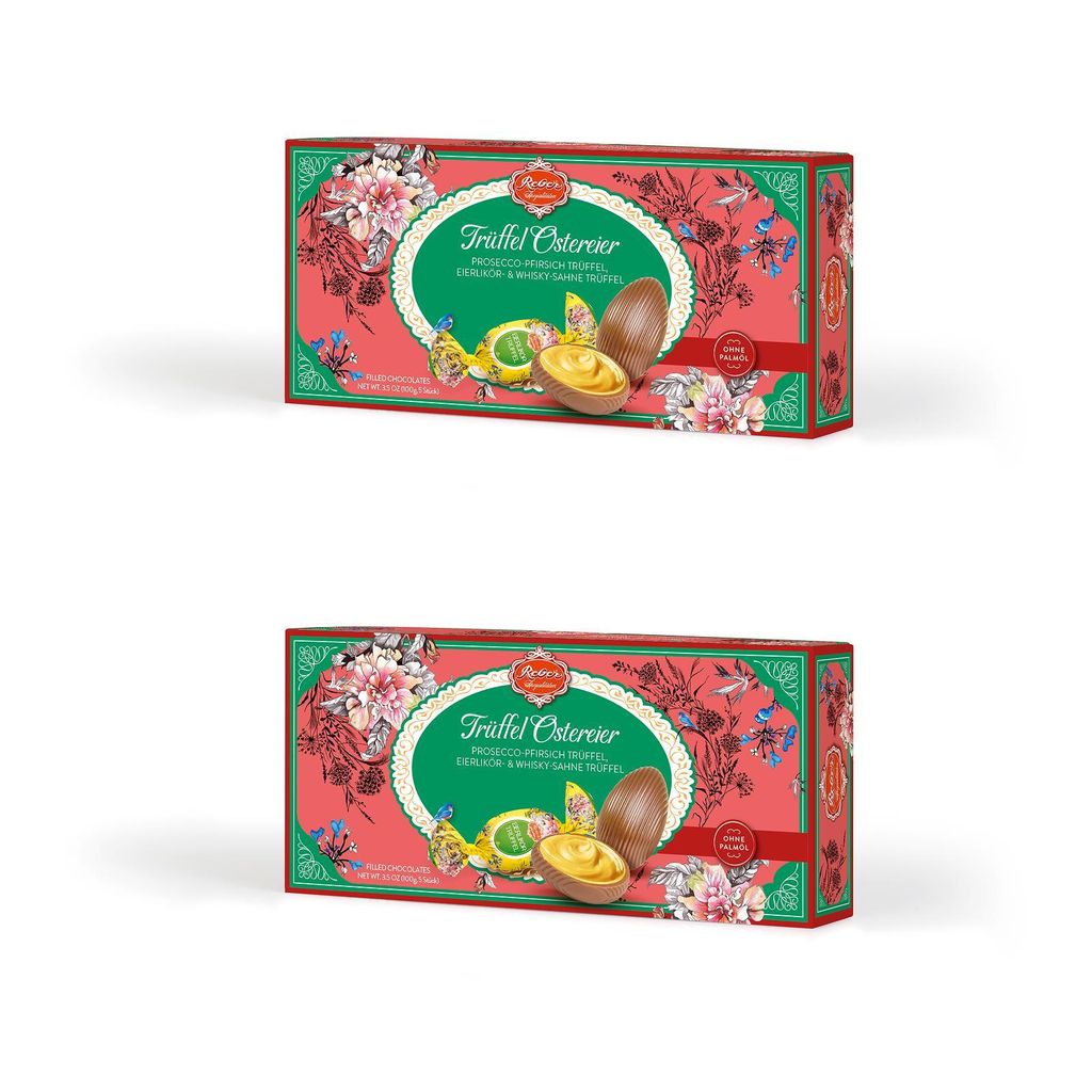 Reber Trüffel Ostereier Auslese 10 Pralinen 3 Sorten Alpenmilchschokolade 2x100g