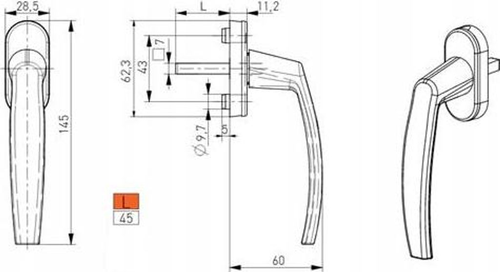 Fenstergriff mit Metalplast-Logo, weiß