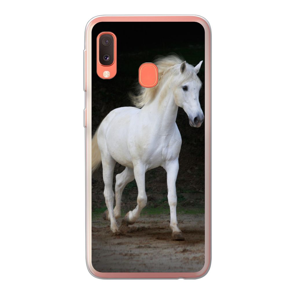 MuchoWow Handyhülle Schutzhülle Hülle für Samsung Galaxy A20e Pferde - Sand - Dunkel Silikon Softcase Handy Hülle - Abdeckung