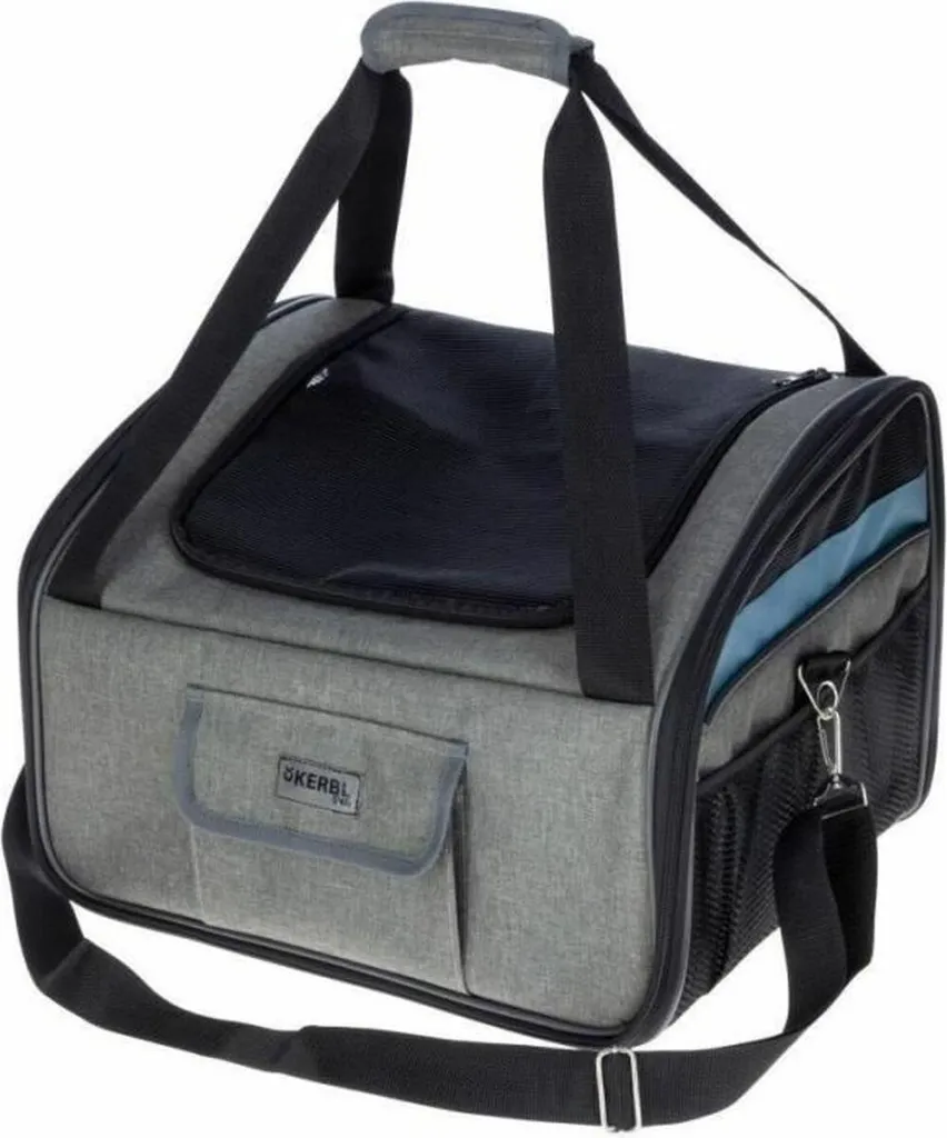 Cage de Transport Kerbl Bleu et Gris pour Chien et Chat - Modèle Gulliver