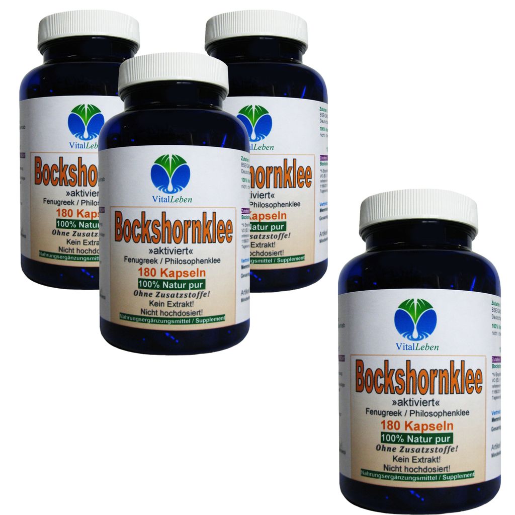Bockshornklee aktiviert 720 (4x180) Kapseln Fenugreek Philosophenklee NATUR Pur ohne Zusatzstoffe.