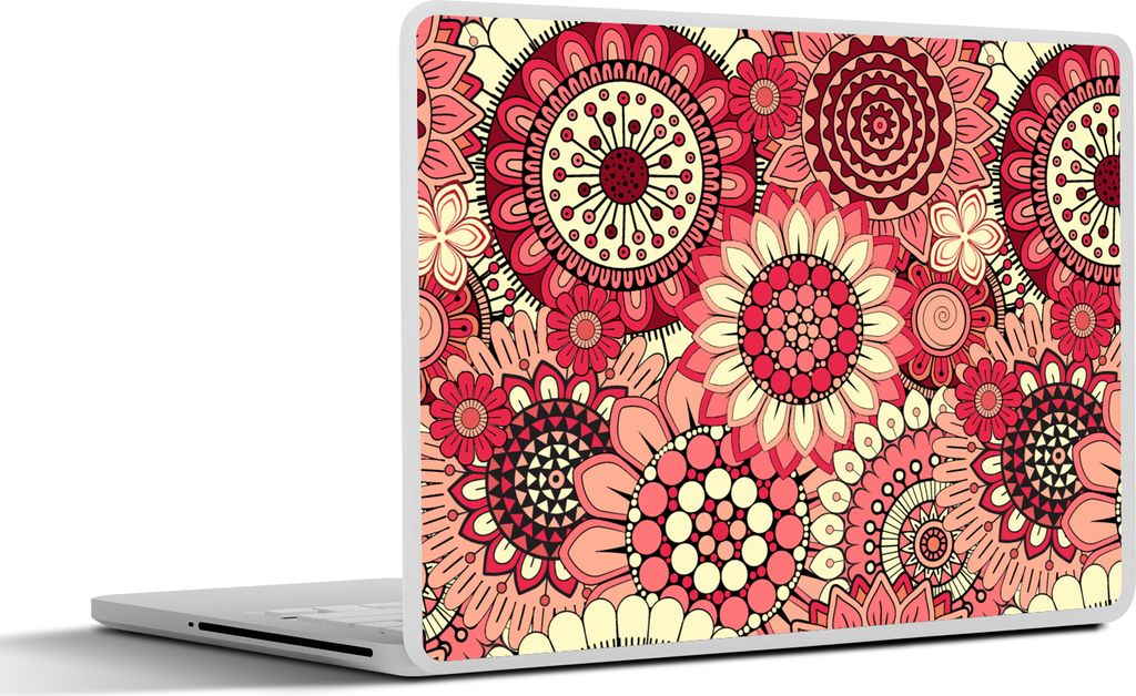 MuchoWow Laptop Aufkleber Sticker Cover Blume - Mandala - Retro - Muster 31x22.5 cm - Laptop-Deko