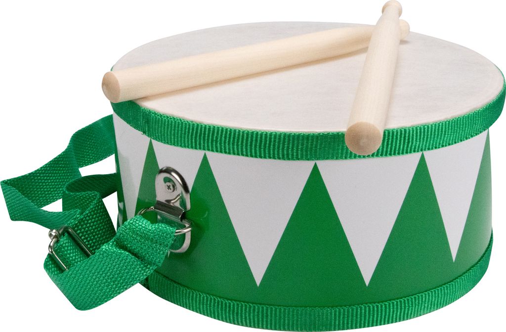Trommel für Kinder grün/weiss – Holz, 20 cm, mit Sticks & Produktbild 
