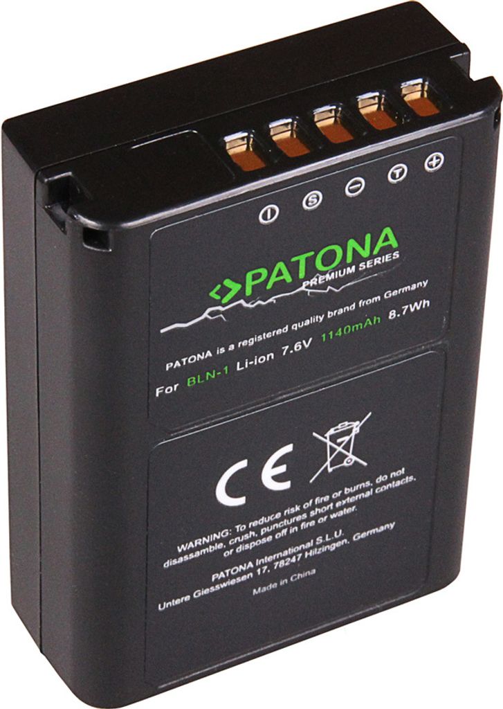 PATONA 1262, Olympus, 1140 mAh, 7,6 V, Lithium-Ion (Li-Ion)
