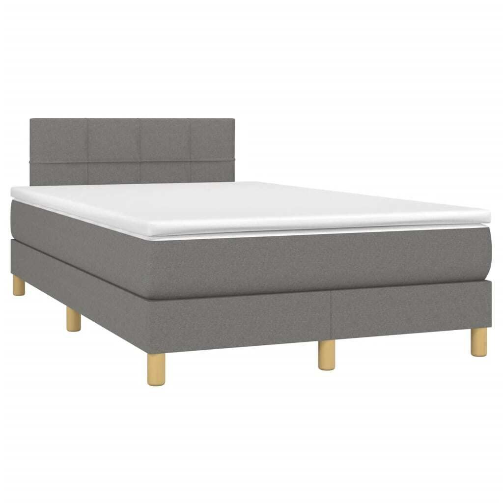 "2024"cloris Boxspringbett mit Matratze & LED Dunkelgrau 120x190 cm Stoff - Klassische Betten CHY78536731
