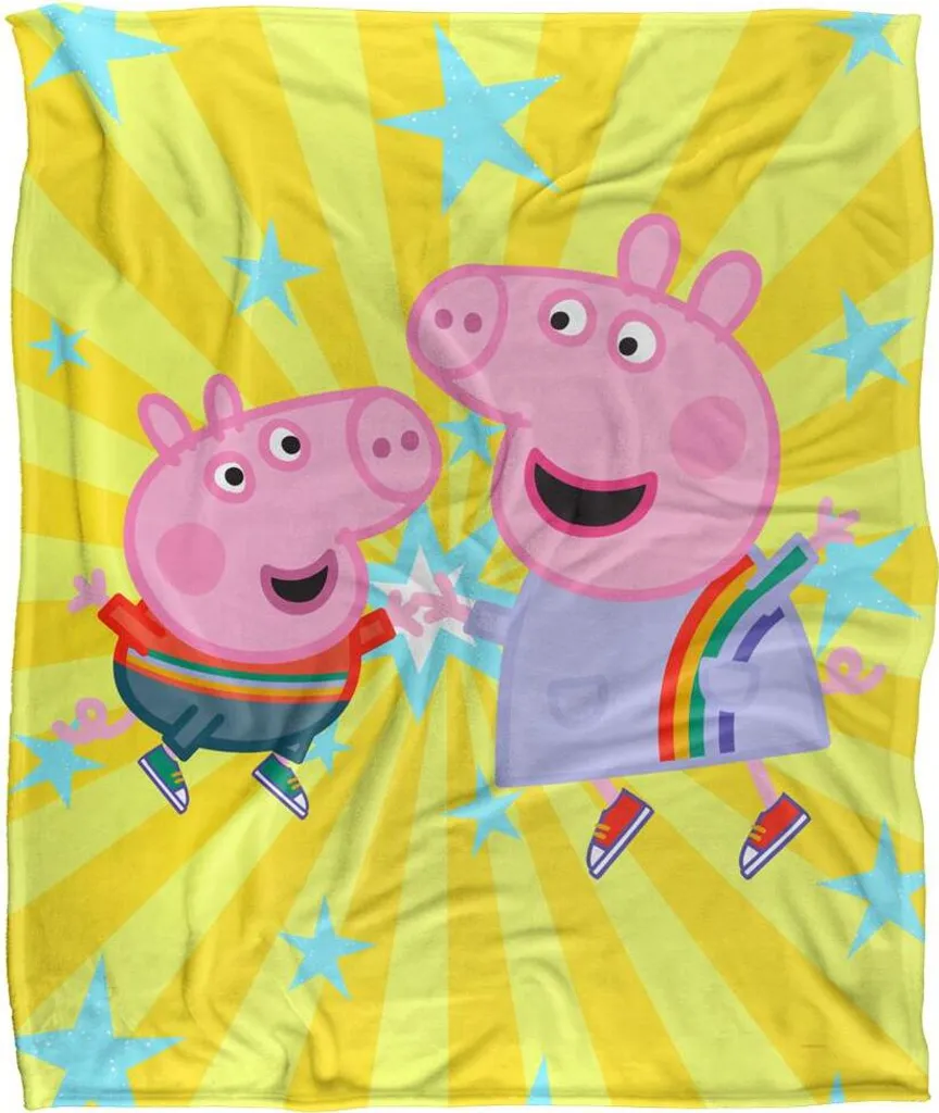 Couverture Enfant Peppa Pig High Five Blanc - Idéal Cadeau et Sommeil