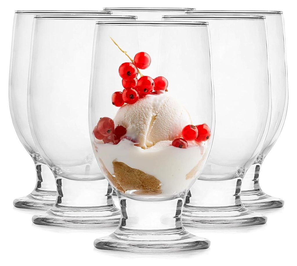Dessertgläser Set mit 6 Stück, 210 ml aus Glas, für Eis und Desserts, spülmaschinenfest