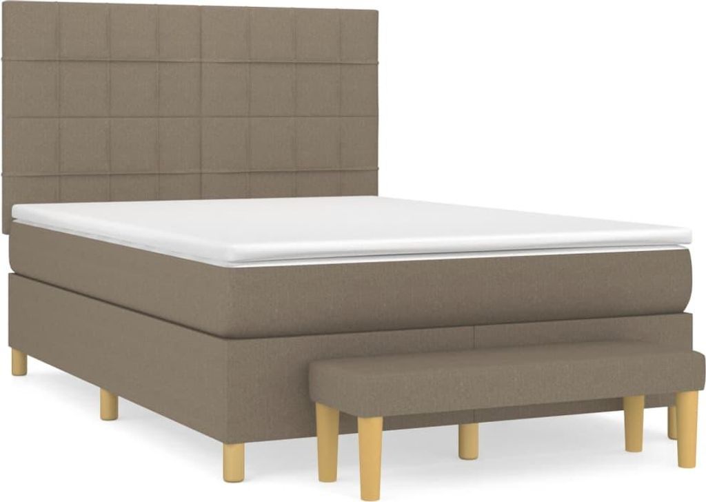 vidaXL Boxspringbett mit Matratze Taupe 140x190 cm Stoff