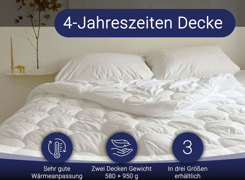Stilvolle 4 Jahreszeiten Bettdecke 155x220 Ebenbild