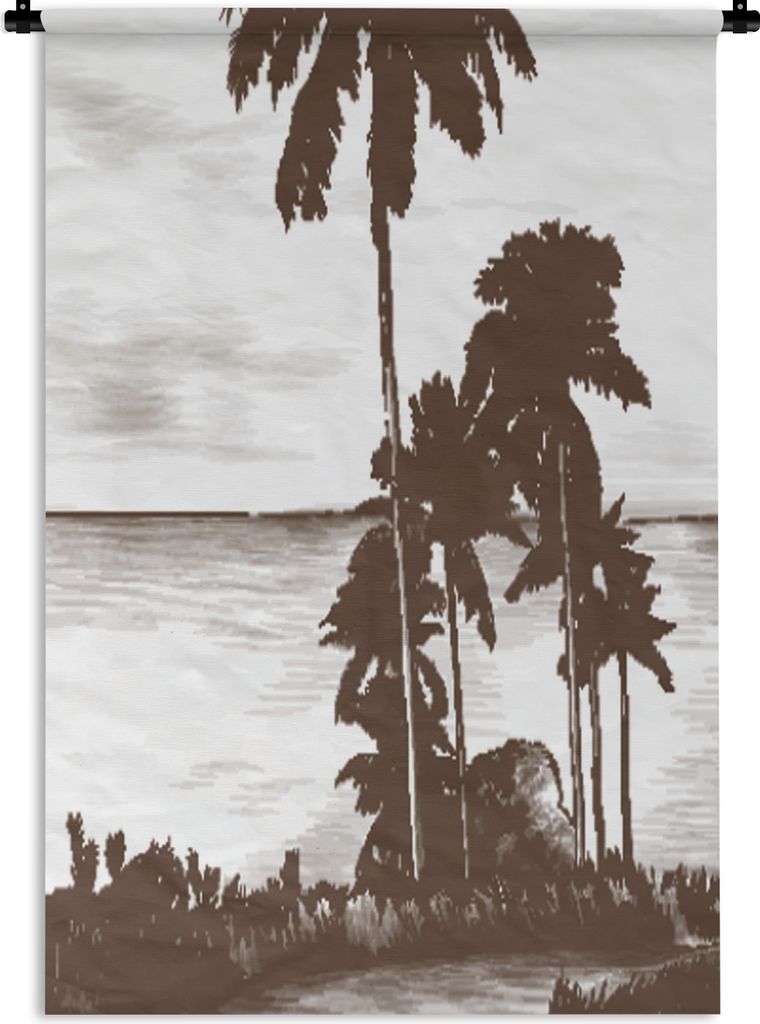 MuchoWow Wandteppich Wandbehang Meer - Palme - Strand 120x180 cm Tapisserie Dekoration Wandtuch - Schlafzimmer - Dekorationen für das Haus